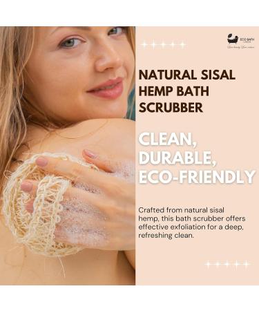 Eco Bath London Natural Sisal Hemp Bath Scrubber - Premium Hard Sisal Exfoliating Body Sponge for Shower and Bath Natural Fibers for Smooth Radiant Skin - Buy Online on GoSupps.com