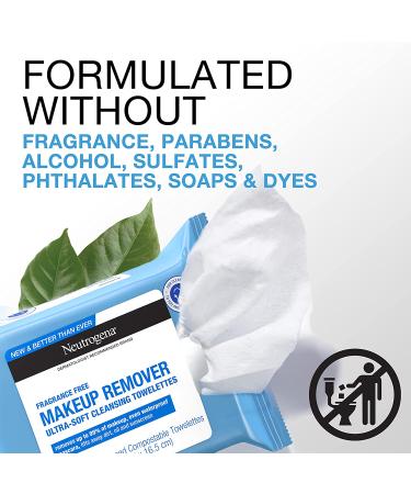 Neutrogena Fragrance-Free Makeup Remover Face Wipes - Gentle Daily Cleansing Towelettes for Waterproof Makeup - 25 ct Pack - Alcohol & Fragrance Free - 100% Plant-Based Fibers - Buy Online on GoSupps.com