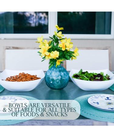 PLASTICPRO Disposable 128oz Square Serving Bowls - Pack of 4, Extra Large Plastic Elegant White Bowls for Parties, Snacks, and Salads - Buy Online on GoSupps.com