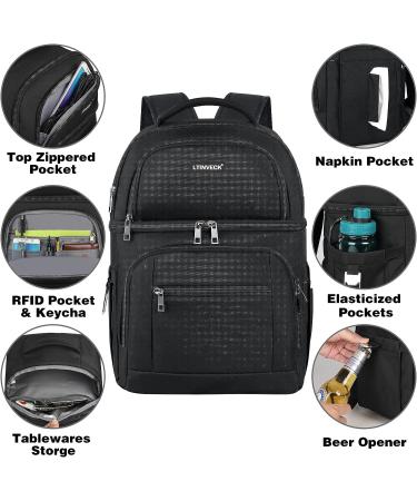 Insulated Cooler Backpack | 30 Can Leakproof Double Deck | RFID Lunch Bag for Men and Women | Black - Buy Online on GoSupps.com