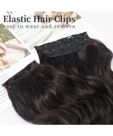 KooKaStyle Dark Brown 20 Inch Long Wavy Clip-in Hair Extensions for Women - 4pcs Thick Hairpiece for Full Head - Buy Online on GoSupps.com