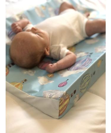 Gilded Bird Wedge Baby Changing Mat | Raised Sides Change Pad 69x44cm | Extra Thick & Wipeable | Balloon Festival Blue - Buy Online on GoSupps.com