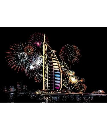 Fireworks Scratch Art Paper Kit for Adults & Kids - DIY Night View Scratchboard Set with Stylus/Black Brush 8.2''x11.4 - Buy Online on GoSupps.com