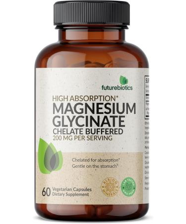 Futurebiotics Magnesium Glycinate 200 MG per Serving Chelated for High Absorption Gentle On Stomach Non-GMO 60 Vegetarian Capsules 60 Count (Pack of 1) - Buy Online on GoSupps.com