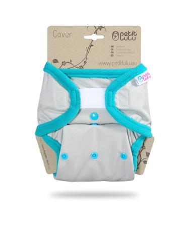 Petit lulu size 2 powy overpants (5-16 kg) |Velcro |One size diapers |Baby diaper pants |Washable & waterproof |Fleet diapers |Made in EU gray (turquoise)