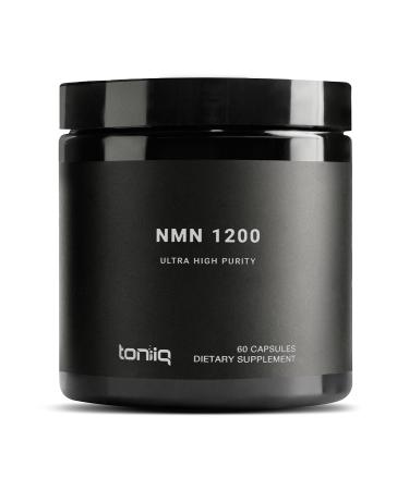 Toniiq NMN Supplement 1200mg - Third Party Tested Stabilized Capsules - 98% Highly Purified for NAD + - 60 Capsules Nicotinamide Mononucleotide Booster Supplement 60 Count (Pack of 1) NMN 1200mg