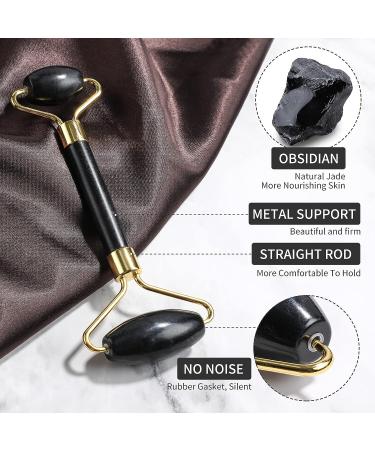 BS-MALL Jade Roller & Gua Sha Scraping Board Set - Anti Aging Black Obsidian Face Roller Massager for Face, Neck, and Body - Muscle Massage Tool - Buy Online on GoSupps.com