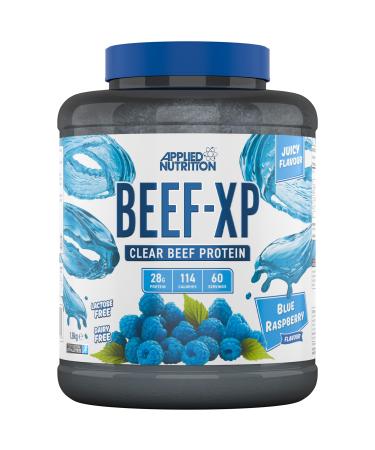 Applied Nutrition Beef XP - Clear Hydrolysed Beef Protein Isolate Fruit Juice Style Dairy Free Beef Protein Powder Lactose Free Zero Sugar Low Fat 1.8kg - 60 Servings (Blue Raspberry) Raspberry 1.8Kg (Pack of 1)
