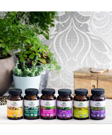 Organic India Tulsi Herbal Supplement - Holy Basil for Immune Support, Stress Relief, Vegan & USDA Organic - 180 Capsules - Buy Online on GoSupps.com