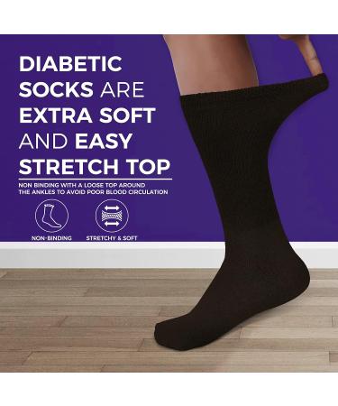 Diabetic Crew Socks 13-15 Brown 12 Pairs - Doctor Approved Non-Binding Diamond Star Diabetic Socks for Men and Women - Buy Online on GoSupps.com