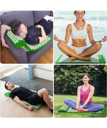 Acupress Toweratte & Pillow Set - Acupuncture Spike Yoga Mat for Massage Wellness & Muscle Relaxation - Includes Carrying Bag - Green - Buy Online on GoSupps.com