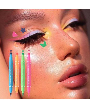 Stamp Eye Liner Pencil | Waterproof Liquid Stamp Eye Liner Pencil 4 Color Eye Stencil Makeup Tool With Star Moon Butterflies Heart Shapes for Parties - Buy Online on GoSupps.com
