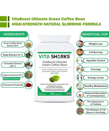 VitaBoost Ultimate Green Coffee Bean: 60 Kosher Capsules for Healthy Weight Loss & Metabolism Boost - Buy Online on GoSupps.com