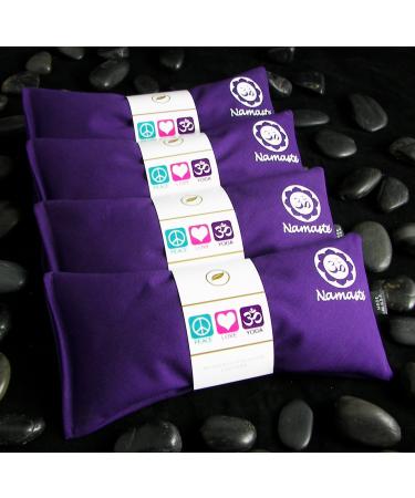 Happy Wraps Namaste Yoga Eye Pillows - Unscented Eye Pillows for Yoga - Set of 4 - Purple Cotton