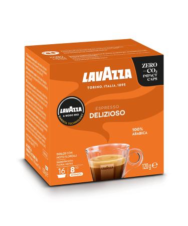 LAVAZZA - Cafe Espresso Delizioso - Coffee Capsule A Modo Mio - 100% Arabica - Subtle and Liquour - 16 Capsules Compatible Lavazza A Modo Mio®