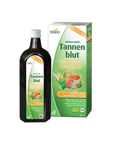 Hubner Tannenblut Organic Herbal Preparation Honey Cough Syrup Cold and Sore Throat Support Soothing Relief Vitamin C Supplement for Adults and Kids 4 and Older Kosher and Alcohol-Free 250 ml Honey Herbs and Vitamin C