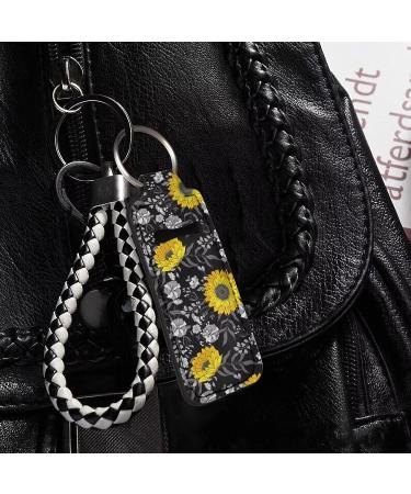 Sunflower Chapstick Keychain Holder - Black Yellow Lip Balm Sleeve - Buy Online on GoSupps.com