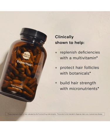 SuperHair by Moon Juice - Natural Hair Nutrition Supplement for Healthier, Thicker Hair - 250mg Ashwagandha, 500mcg Biotin, 120mg Saw Palmetto - Vegan & Non-GMO - 120 Capsules - Buy Online on GoSupps.com