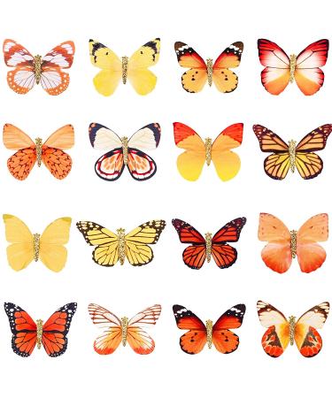 DEEKA 16 PCS Small Handmade Butterfly Hair Clips - Realistic Colorful 90s Barrettes for Women and Girls - Yellow & Orange - Buy Online on GoSupps.com