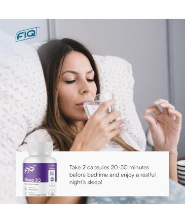 FIQ - Sleep IQ - Sleep Aid - Magnesium Supplement with 5 mg Melatonin Lemon Balm & Valerian Root - 60 Capsules - Buy Online on GoSupps.com