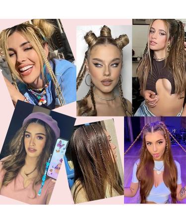 Baby Braids Extensions 3braids on One Clip in Hair Extensions 22" Long Natural Soft Synthetic Hairpieces Straight Ponytail Front Side Bang Curtain for Women (#4 Black Brown) - Buy Online on GoSupps.com