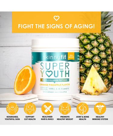 SkinnyFit Super Youth Multi-Collagen Peptides Plus Apple Cider Vinegar  Hyaluronic Acid & Vitamin C Orange Pineapple Flavor  Hair  Skin  Nail & Joint Support  Immunity  Healthy Metabolism  28 Servings 28 Servings (Pack of 1) - Buy Online on GoSupps.com