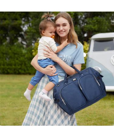 Pomelo Best Diaper Bag - Waterproof Diaper Pad 2 Stroller Hooks Adjustable Shoulder Strap - Multifunctional Travel Bag in Dark Blue - Buy Online on GoSupps.com