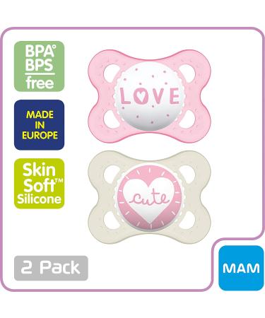 MAM Original Baby Pacifier | Nipple Shape for Healthy Oral Development | Sterilizer Case | Girl Attitude 0-6 (Pack of 2) - Buy Online on GoSupps.com