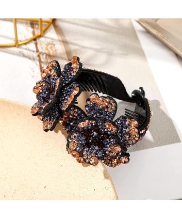 Rhinestone Hair Clip 4-Pack for Women Rhinestone Flower Hairpin Set for Girls Hair Claws and Bun Holders - Buy Online on GoSupps.com