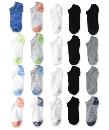 Hanes Boys' No Show Socks Super Value 20-Pair Packs Medium - Shoe Size: 9-2.5 Medium Assorted Fashion