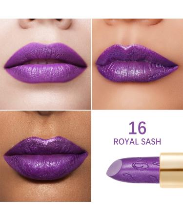 Oulac Metallic Gloss Lipstick - Long-Lasting Violet Glitter Creamy Vegan Formula 3D Shine 4.3g - Royal Sash Purple (16) - Buy Online on GoSupps.com