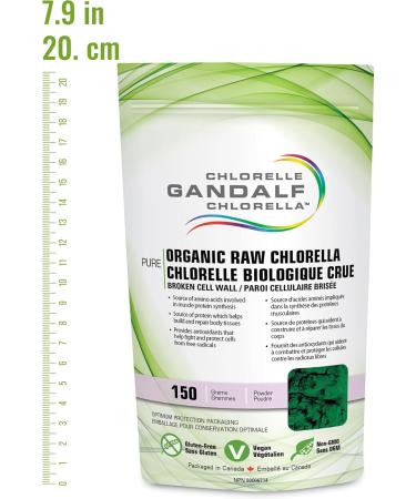 Gandalf Certified Organic Raw Chlorella Broken Cell Wall Ultra Pure Green Algae Certified 3rd Party Tested Canada s Most Trusted Brand Vegan 150 g powder - Buy Online on GoSupps.com