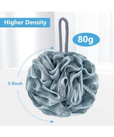 VANZAVANZU Large Luffa Bath Sponge Set of 4 - 80g Mesh Pouf Body Scrubber for Women & Men (Blue-Gray) - International Shipping Available - Buy Online on GoSupps.com