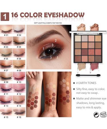 16 Colors Naked Eyeshadow Palette with Makeup Brushes and Eyeliner - Complete Makeup Kit for Girls, Waterproof Mascara and Sloth Cosmetic Bag - Ideal Gift Set for Women and Teens - Buy Online on GoSupps.com