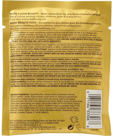HASK Argan Oil Deep Conditioner Treatment for all hair types colour safe gluten free sulfate free paraben free - 1 50mL Packette - Buy Online on GoSupps.com