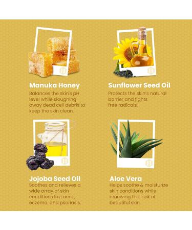 Manuka Honey Exfoliating Face & Body Scrub - Gentle Exfoliator & Blackhead Remover - Rejuvenating Formula for Dull, Dry Skin (4oz) - Buy Online on GoSupps.com