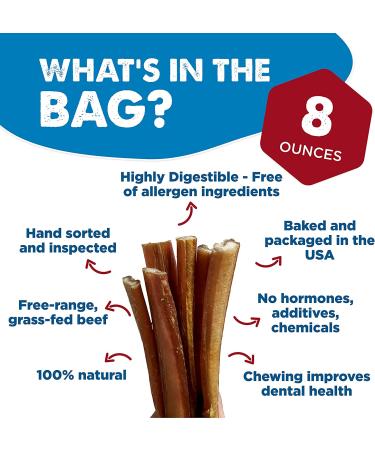USA Baked & Packed Bully Sticks - 100% Free-Range Grass-Fed Beef - Promotes Dental Health - 8oz Pack - Single-Ingredient & Grain-Free - Buy Online on GoSupps.com