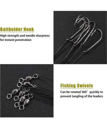 Baitholder Snelled Hook Leader Rig 24pcs - Saltwater/Freshwater Fishing Wire Rigs with Hooks & Swivels - Buy Online on GoSupps.com