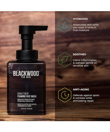 Blackwood For Men BioNutrient Foaming Face Wash - Gentle Daily Acne Facial Cleanser For Dry to Sensitive Skin - Deep Cleanse for Exfoliation - Paraben Free Sulfate Free & Cruelty Free (4.45 oz) 4.5 Fl Oz (Pack of 1) - Buy Online on GoSupps.com