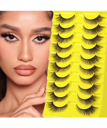 10 Pairs Cat Eye Fluffy Mink Eyelashes | 3D Curl Wispy Volume Lashes - Soft Band False Lashes for Women & Girls - Buy Online on GoSupps.com