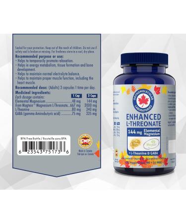 Orthomolecular Laboratories - Enhanced Magtein Magnesium L-Threonate 144mg + L-Theanine & Gaba 125 Veggie Caps - Elemental Magnesium Supplements for Men & Women - Gaba and L-Theanine Supplement - Buy Online on GoSupps.com