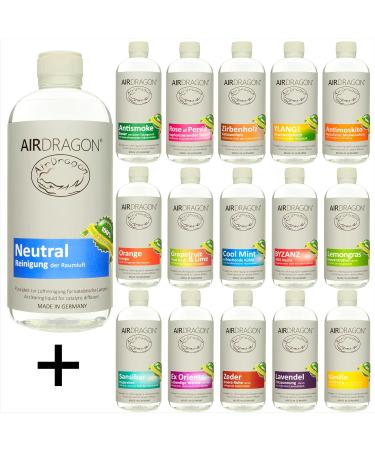 Airdragon Natural Fragrance Set - Neutral & Lemongrass (2 x 1L) - 100% Essential Oils for Catalytic Lamps - Made in Germany - International Shipping Available - Buy Online on GoSupps.com