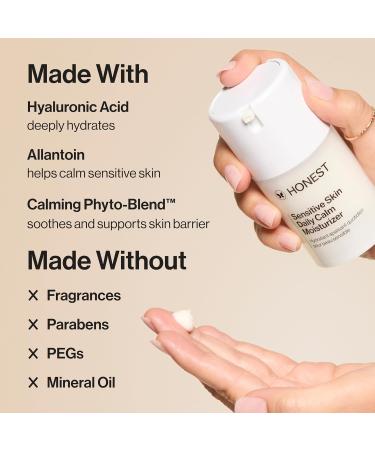Honest Beauty Sensitive Skin Bundle | Daily Calm Lightweight Moisturizer + Foaming Cream Cleanser | Hydrates + Calms Skin | Hypoallergenic Fragrance Free Vegan | 1.7 fl oz 4 fl oz - Buy Online on GoSupps.com