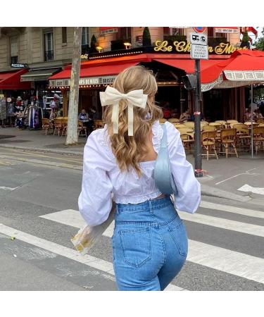 Rywicle Hair Clips Bow 2 Pack - Satin French Barrette for Women Girls - White Black - Buy Online on GoSupps.com