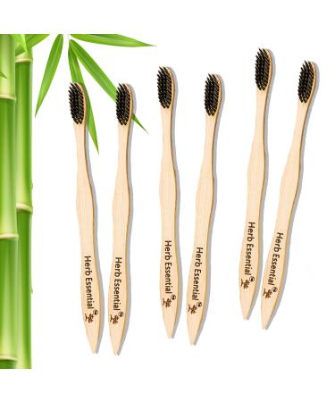 Bamboo Toothbrush Pack of 6 | with Ultra-Soft Charcoal activated Bristles | Natural Biodegradable and Ecofriendly Toothbrush