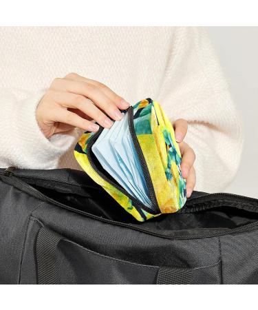 Women's Portable Period Kit Bag - Watercolor Lemon Fruits Leaves | Stylish Storage & Lift Pad for Girls - Buy Online on GoSupps.com