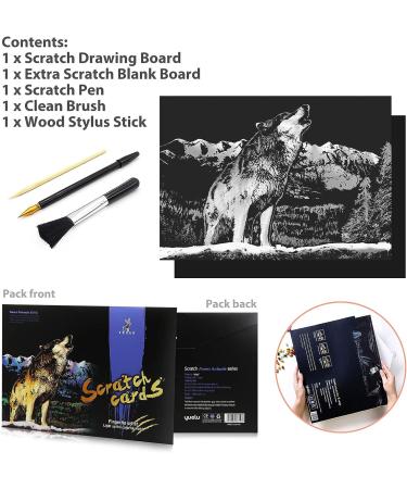 MeowHaus Scratch Art Rainbow Animal Painting Paper - Wolf DIY Crafts Engraving Kit for Kids & Adults - Creative Birthday Gift - Buy Online on GoSupps.com
