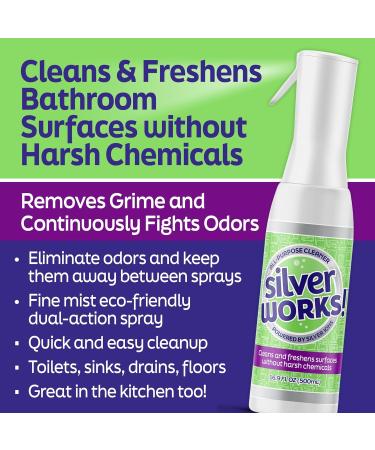 Multipurpose Bathroom Cleaner Spray - Silver Ions Odor Eliminator for Kitchen & Bathroom - Removes Grime Grease & Urine - 16.9oz - Buy Online on GoSupps.com