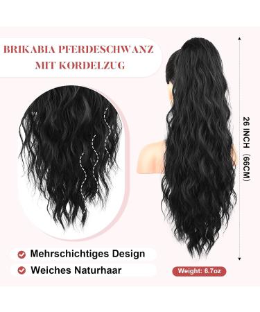 Brikabia 66cm Black Beach Wavy Ponytail Extension | Clip-In Natural Braid Hair for Women - Buy Online on GoSupps.com