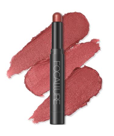 FOCALLURE Shimmer and Matte Cream Eyeshadow Stick Smooth Brilliant Eye Brightener Pencil High Pigment Eye Highlighter Pen for Women Long Lasting Waterproof Eye Shadow and Liners Makeup (FLAME)